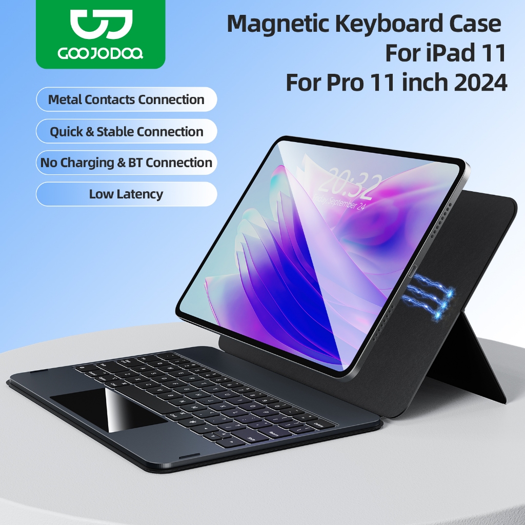 GOOJODOQ Protective Case Keyboard Adjustable Angle Multifunctional Backlit Waterproof Stain Proof