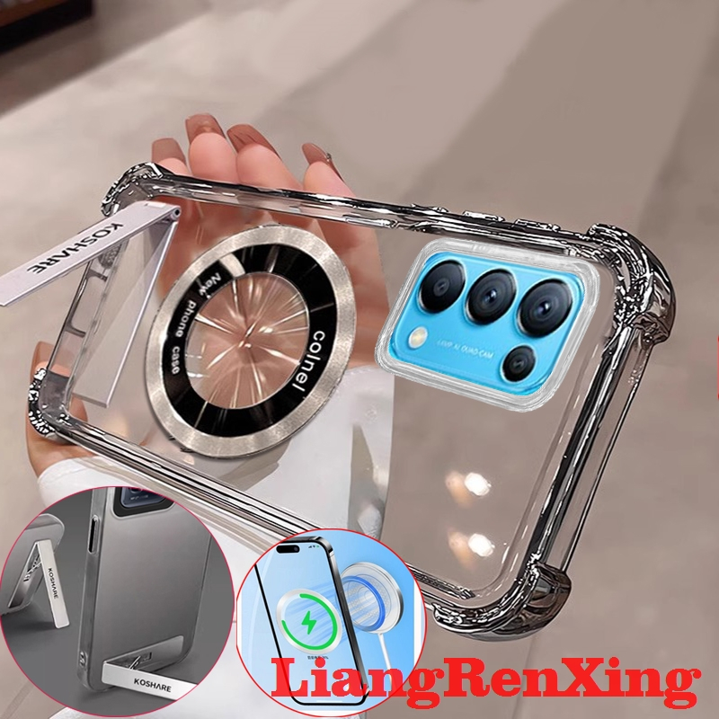 FOR เคส Case สำหรับ OPPO Reno 5 5G OPPO Reno 4 4G โทรศัพท์ปลอก softcase ล้างกันกระแทกที่ครอบการออกแบบใหม่ความงามที่ชัดเจนกับผู้ถือไร้สายแม่เหล็ก tmcbcx01