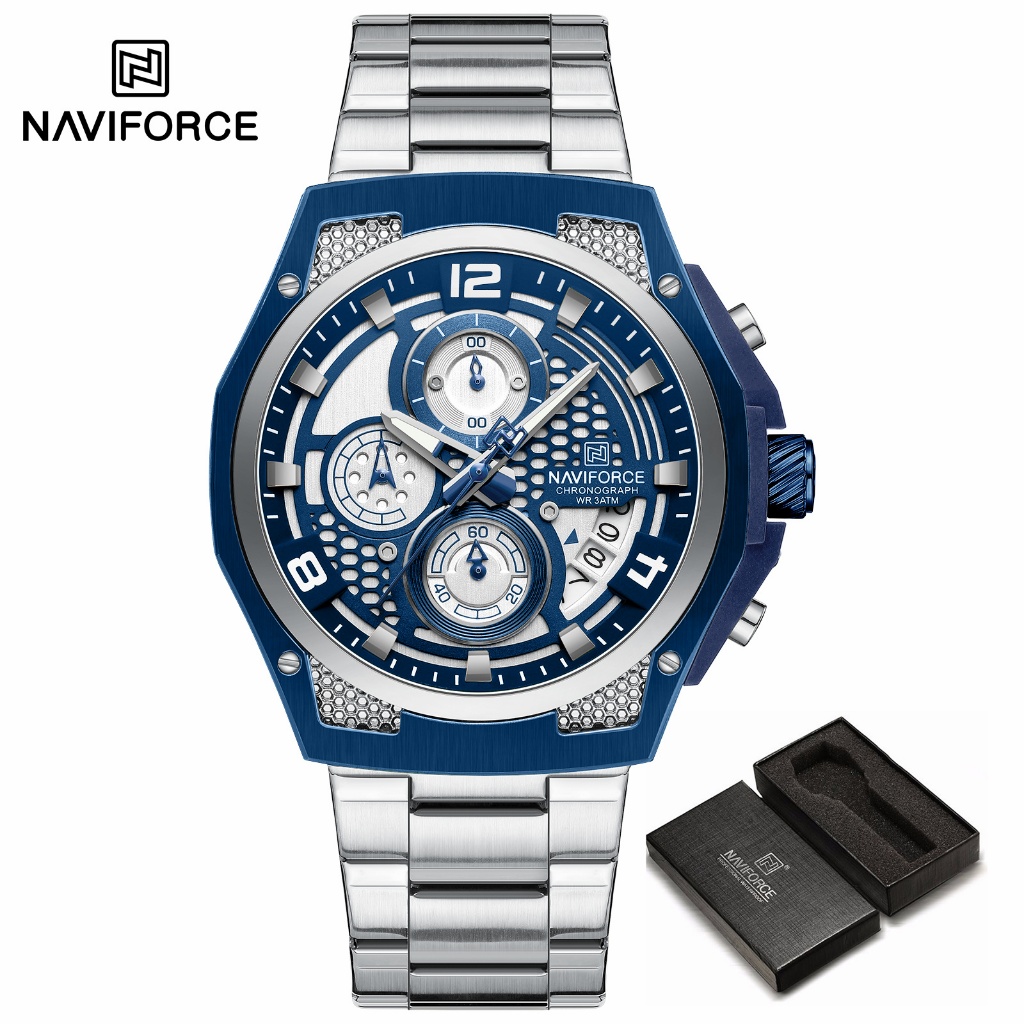 Naviforce 8051 นาฬิกาข้อมือผู้ชายกันน้ําเรืองแสงหลายทิศทาง