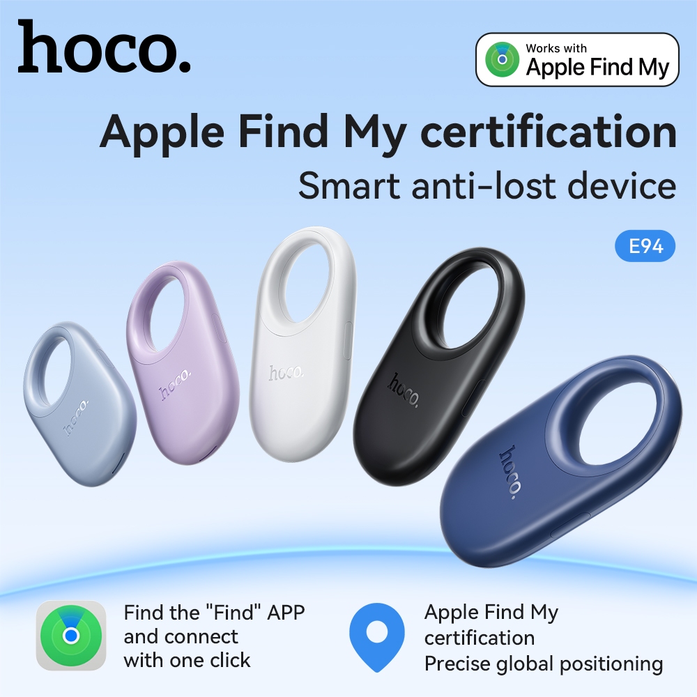 HOCO E94 การวางตำแหน่ง A*ple อัจฉริยะ อุปกรณ์ป้องกันการสูญหาย การวางตำแหน่งระยะไกลที่แม่นยำ โทรเพียงคลิกเดียวเพื่อค้นหาตัวติดตามตำแหน่ง GPS การแจ้งเตือนที่หายไป ตัวระบุตำแหน่งป้องกันการสูญหาย ตัวระบุตำแหน่งเฉพาะ A*ple ค้นหา i*OS ของฉัน