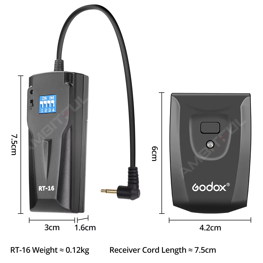 Godox 16 ช่อง RT-16 ไร้สาย/วิทยุสตูดิโอแฟลชทริกเกอร์พร้อมตัวรับสัญญาณชุดสําหรับ Canon Nikon Pentax Slr กล้อง K-150A K-180A