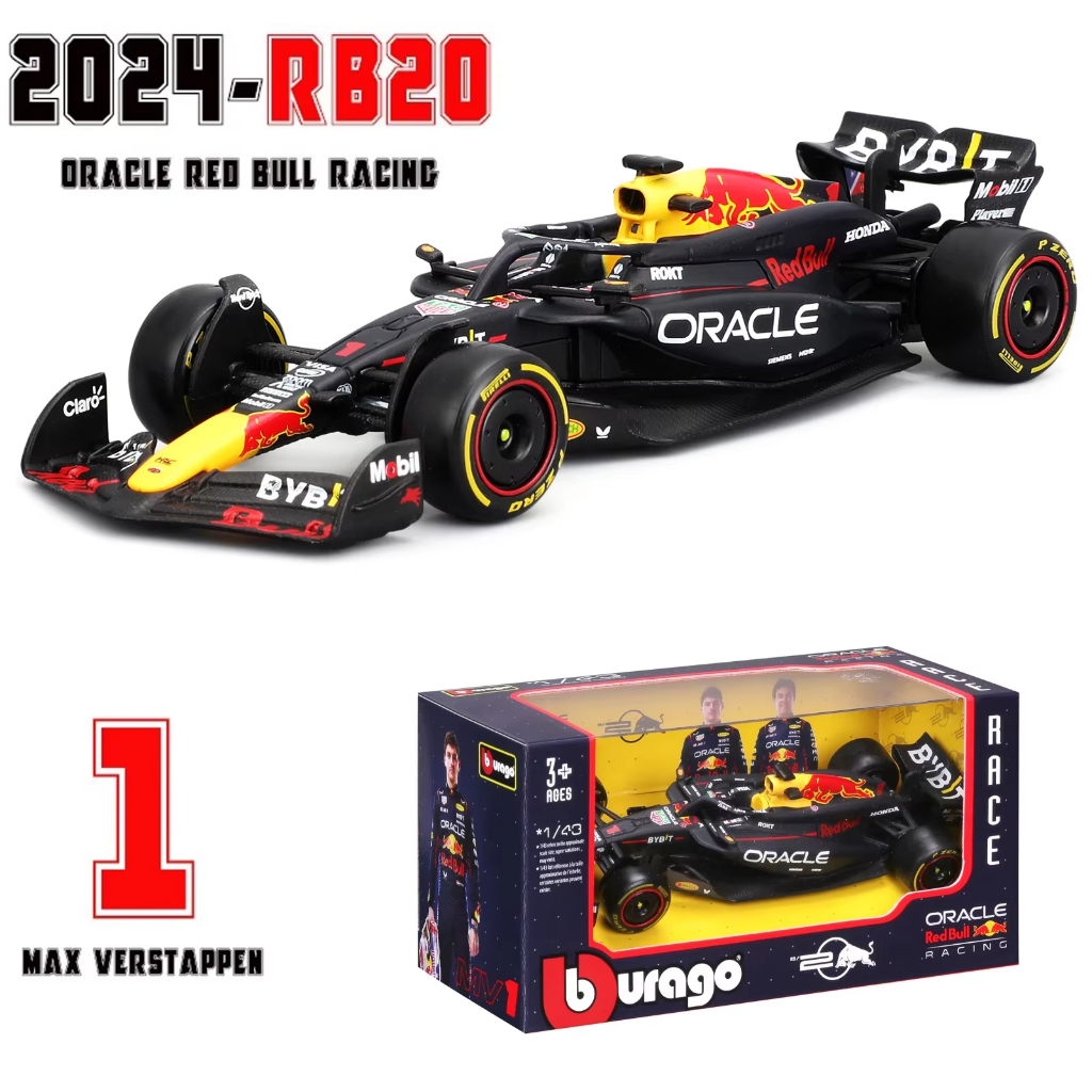Bburago 1:43 Red Bull Racing RB20 F1 รุ่น 1 Verstappen 11 Perez รถ 2024 Season Formula Racing Redbul