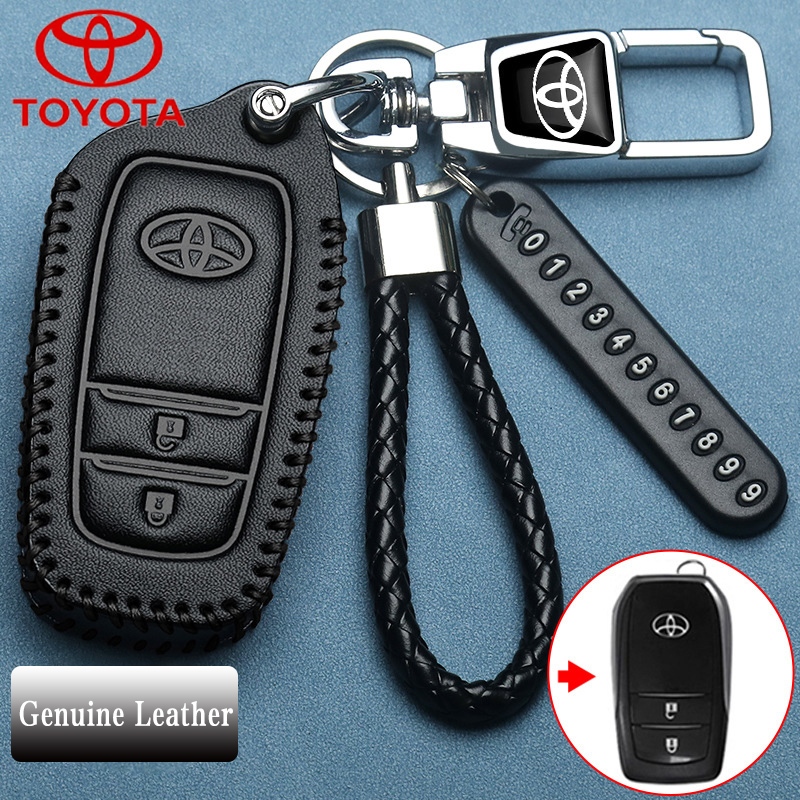 Toyota หนังแท้รถ Remote Key Case สําหรับ Toyota fortuner/hilux/revo/innova Key Cover Toyota Key Case พวงกุญแจ
