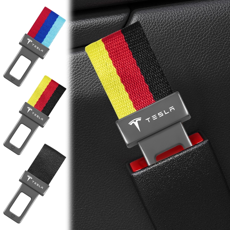 โลโก้รถเข็มขัดนิรภัยล็อคปลั๊กทอผ้าเชือกรถที่นั่งเข็มขัด Fixing Buckle สําหรับ Tesla รุ่น 3/X/S/Y