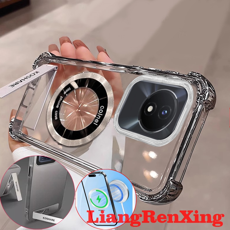 FOR เคส Case สำหรับ VIVO Y02 y02t y02a 5G 2022 โทรศัพท์ปลอก softcase ล้างที่ครอบการออกแบบใหม่ความงามที่ชัดเจนกับผู้ถือไร้สาย tmcbcx01แม่เหล็ก