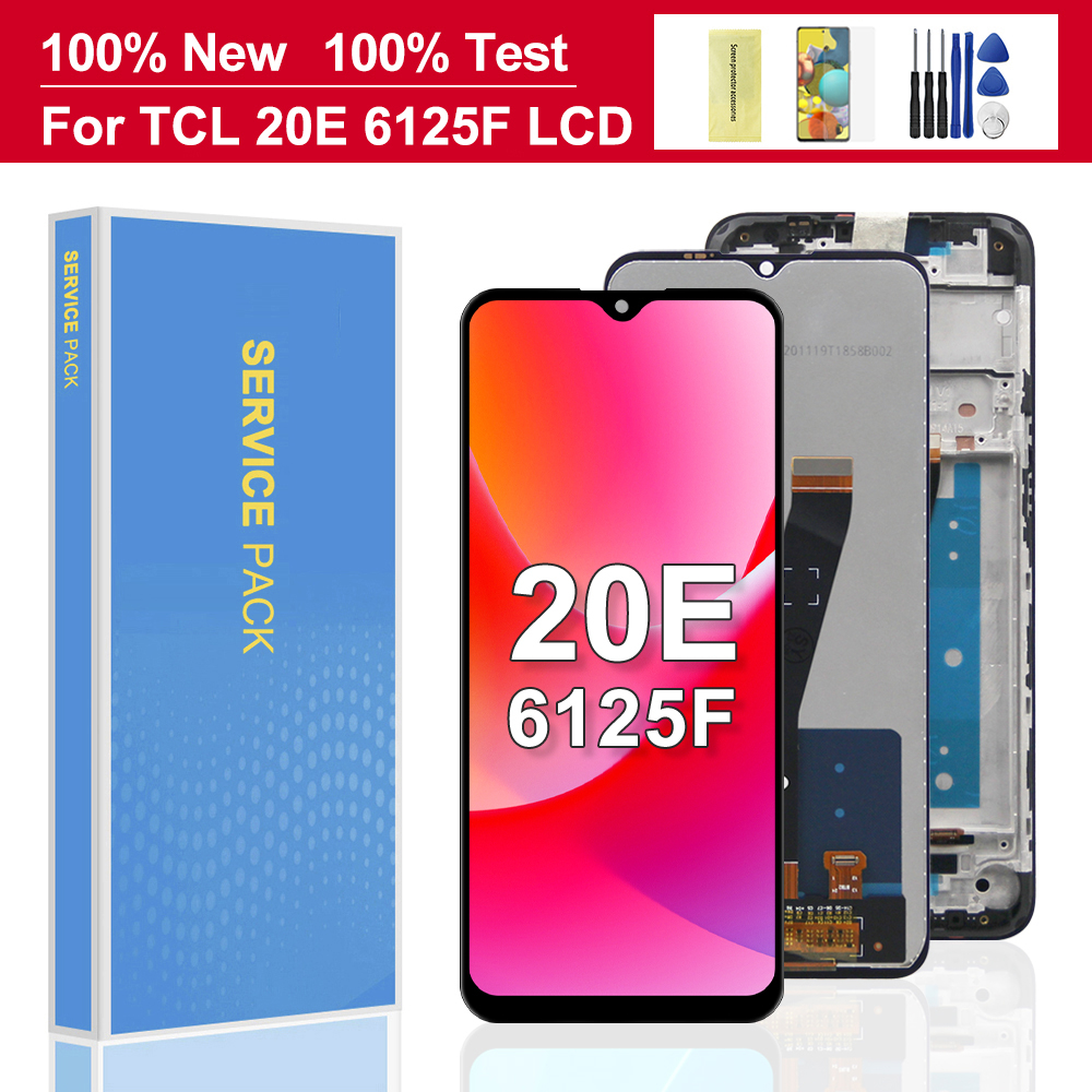 สําหรับ TCL 20E จอแสดงผล LCD 6125F 6125D 6125H Digitizer หน้าจอสัมผัสพร้อมกรอบประกอบ