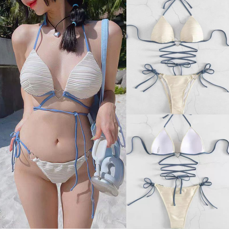 Sexy bikini ชุดว่ายน้ำผู้หญิง ชุดว่ายน้ำ bikini ชุดบิกินี่ two piece ผูก เว้าหลัง