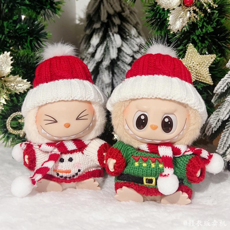 ชุด labubu v2 ชุดลาบูบู้, ชุดคริสมาสน่ารัก, ชุดลาบูบู้ v2 (ไม่รวมตุ๊กต）