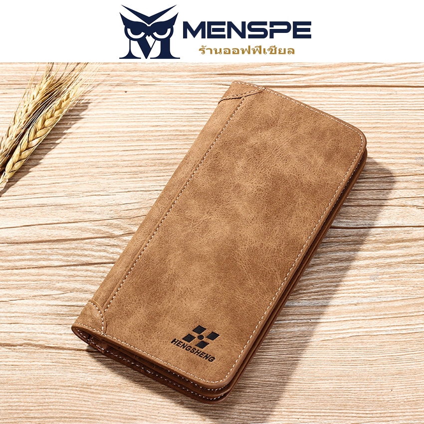 Menspe กระเป๋าสตางค์ใบยาวผู้ชาย PU กระเป๋าสตางค์อเนกประสงค์ ID ผู้ถือบัตรเครดิตกระเป๋าสตางค์ธุรกิจ