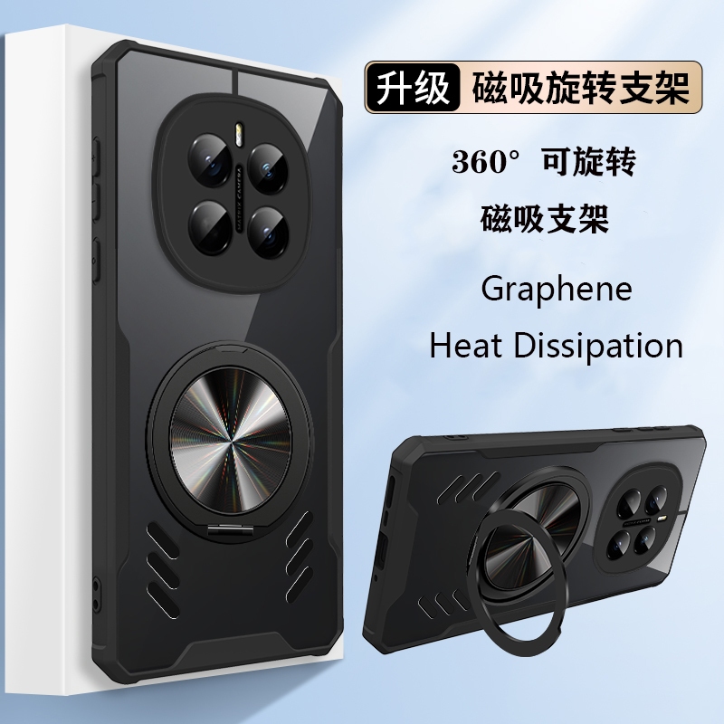 แม่เหล็ก360° ขาตั้งหมุนเคสโทรศัพท์สําหรับ Honor Magic 7 Pro 6 Pro 5G กรณี Graphene การกระจายความร้อนกันกระแทกฝาครอบโปร่งใสพร้อมที่วางแหวน