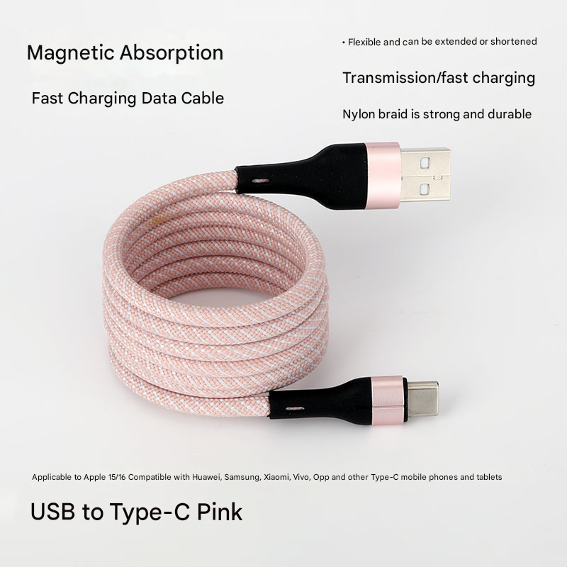 สาย Usb type c ชาร์จเร็วสายชาร์จแม่เหล็กสําหรับ Huawei xiaomi type c สายชาร์จเร็ว สายชาร์จแบบถัก