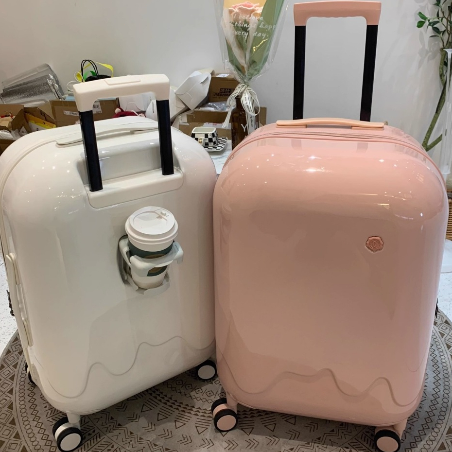 กระเป๋าเดินทาง 20/24นิ้ว [usb port] กระเป๋าเดินทางล้อลาก สีมันวาว น้ำหนักเบา Baggage luggage