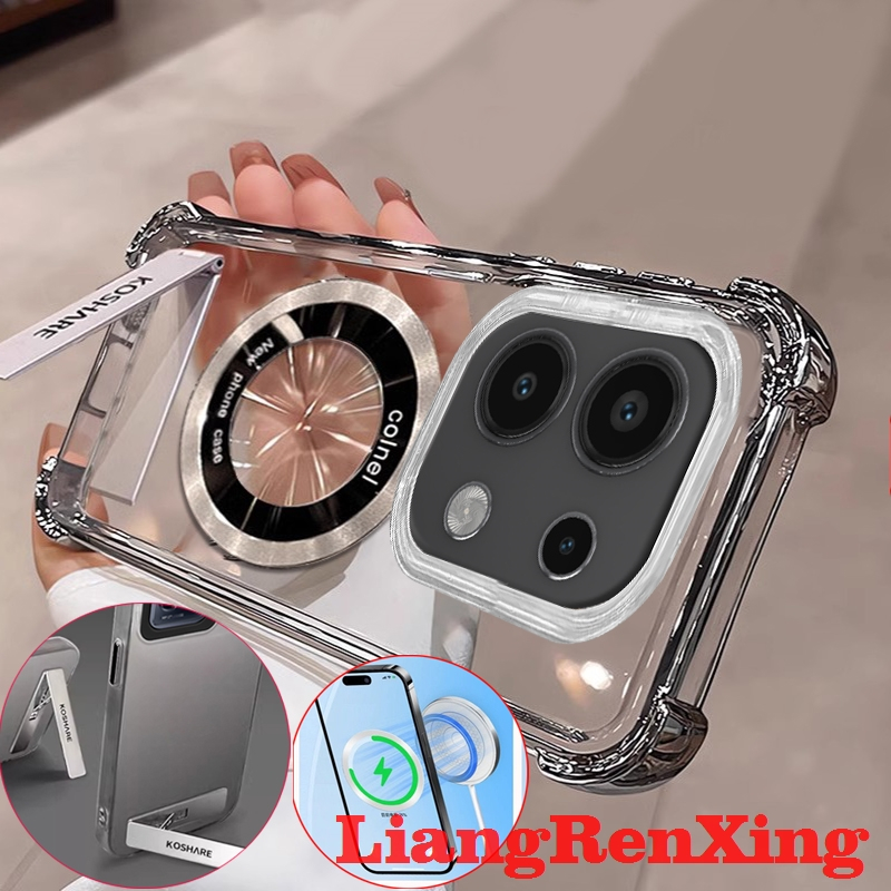 FOR เคส Case สำหรับ Xiaomi poco X6 Pro M6 Pro 5G F6 Pro 5G X6 M6 5G โทรศัพท์ปลอก softcase ล้างกันกระแทกปกการออกแบบใหม่ความงามที่ชัดเจนกับผู้ถือไร้สายแม่เหล็ก TMCBCX01