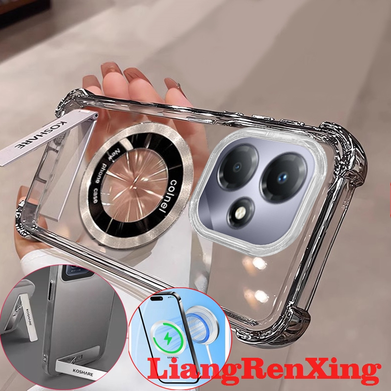 FOR เคส Case for OPPO a3 pro a3x oppo a3 5g 2024 phone casing softcase clear shockproof Protector Cover new design aesthetic clear with holder Wireless magnetic TMCBCX01