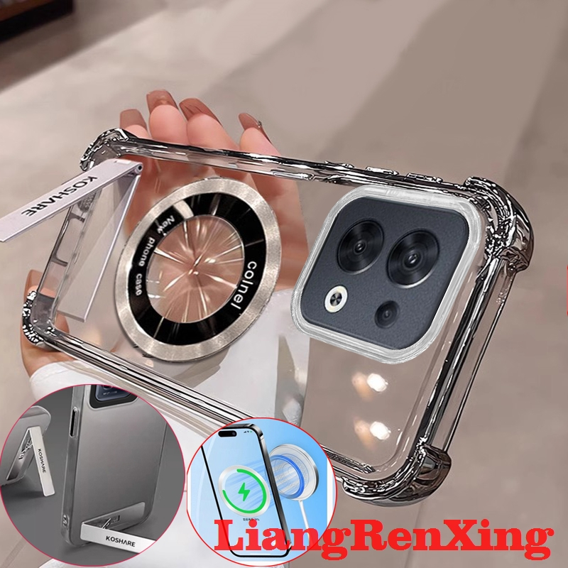FOR เคส Case สำหรับ OPPO Reno 8 5G Reno 8 Pro 5G Reno 10 5G โทรศัพท์ปลอก softcase ล้างกันกระแทกที่ครอบการออกแบบใหม่ความงามที่ชัดเจนกับผู้ถือไร้สายแม่เหล็ก TMCBCX01