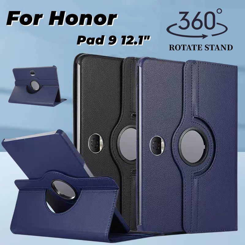 เคสฝา สําหรับ Honor Pad 9 12.1 นิ้ว HEY2-W09 HEY2-W19 เคสแท็บเล็ต 360 องศาหมุนขาตั้งหลายมุมสนับสนุนพลิกหนังสมาร์ทฝาครอบกันกระแทกเกราะป้องกัน