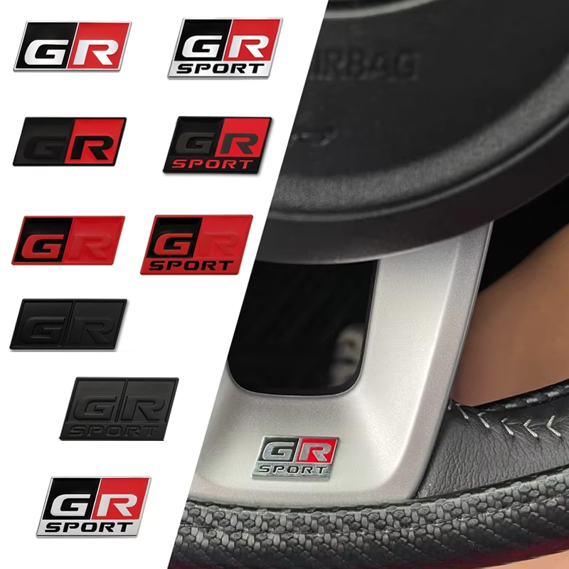 3D โลหะรถกีฬาพวงมาลัยภายในโลโก้ป้ายสัญลักษณ์ Decals สติกเกอร์สําหรับ Toyota GR SPORT C-HR Corolla RAV4 Prius Camry