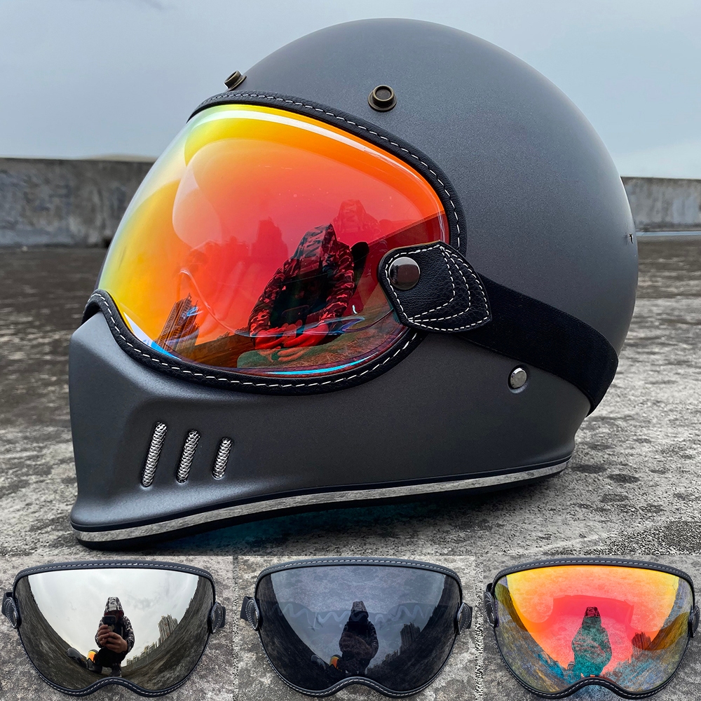 Retro แว่นตารถจักรยานยนต์ HD กว้าง Field Of View Windproof หมวกกันน็อคกันฝุ่น Bubble Goggles ลื่นสําหรับ SHOEI EX-ZERO Simpson RYMIC ฯลฯ