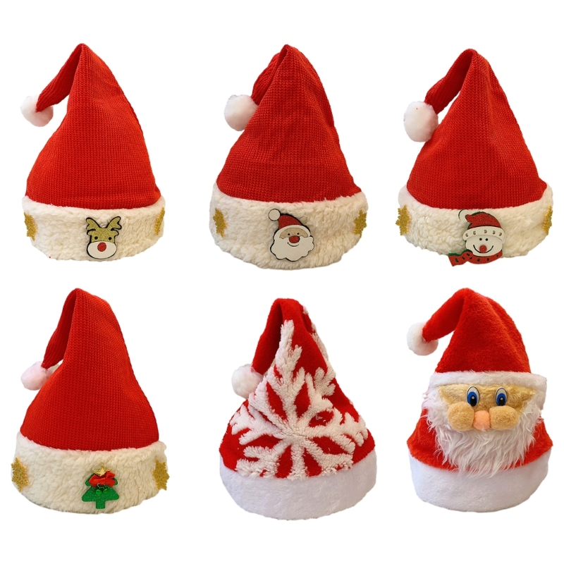 Alia คริสต์มาส Felt หมวกครอบครัว Gathering Plush Santa หมวกเทศกาลปาร์ตี้ Bobble หมวก