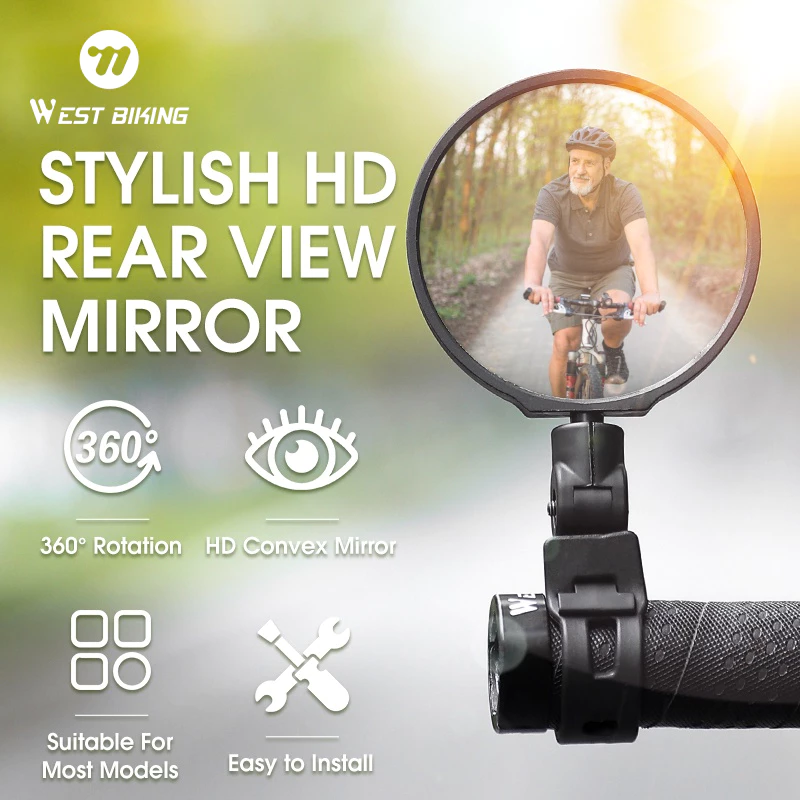 WEST BIKING กระจกมองหลัง 360 องศา ปรับได้ อุปกรณ์เสริม สําหรับติดแฮนด์บาร์รถจักรยาน