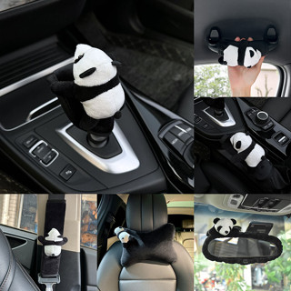 น่ารักแพนด้าไหล่ป้องกันปก เบาะ,หัวภายในรถตกแต่ง,เบรกมือรถ/หั…