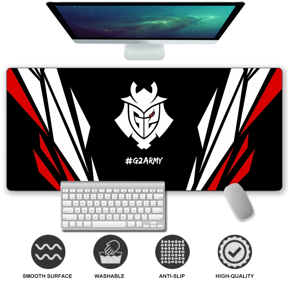 G2 Esports Mousepad สีดํา Extended Mousepad แผ่นรองเมาส์สําหรับเล่นเกมขนาดใหญ่ Stitching Edge Deskpa