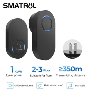 Smatrul Wireless Doorbell ไฟฟ้า 2-3 ชั้น 120 db กันน้ํา US Plug แบตเตอรี่ Requred ไม่ต้องใช้แบตเตอรี่