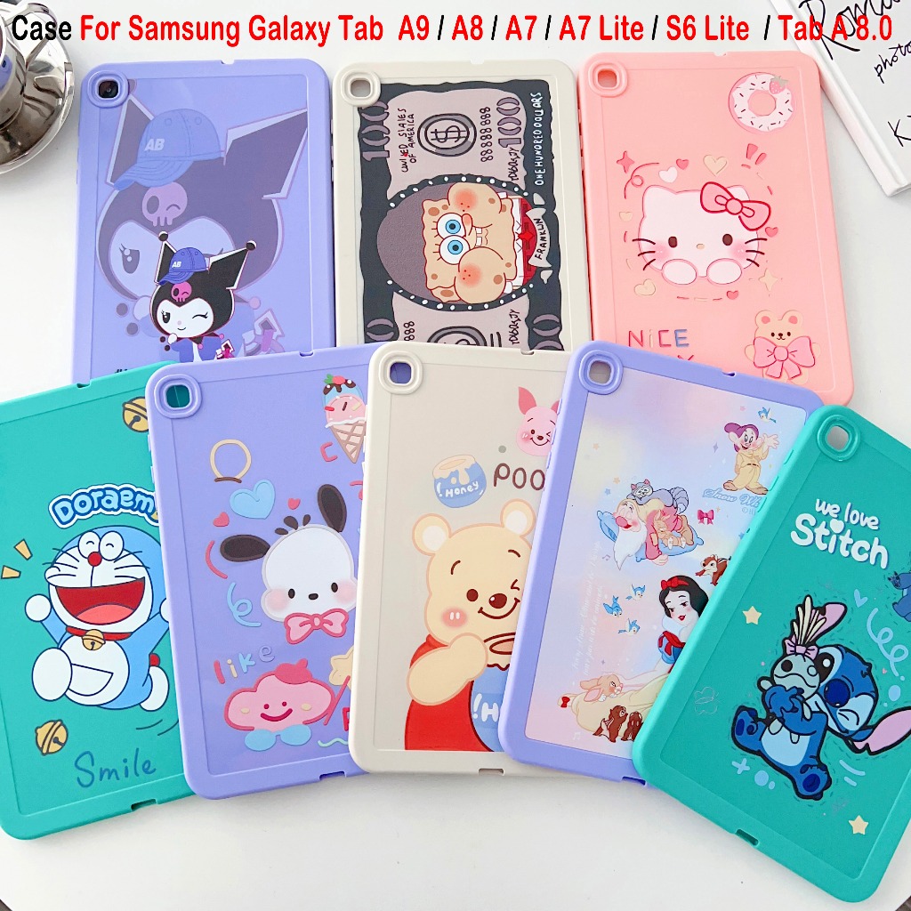 SAMSUNG สําหรับSamsung Galaxy Tab A9 + 11.0 A9 8.7 A8 10.5 A7 10.4 S6 Lite Tab A 8.0 Tab A7 Lite 8.7 แท็บเล็ตคุณภาพสูงTPUน่ารักการ์ตูนอะนิเมะกันกระแทกปกหลัง