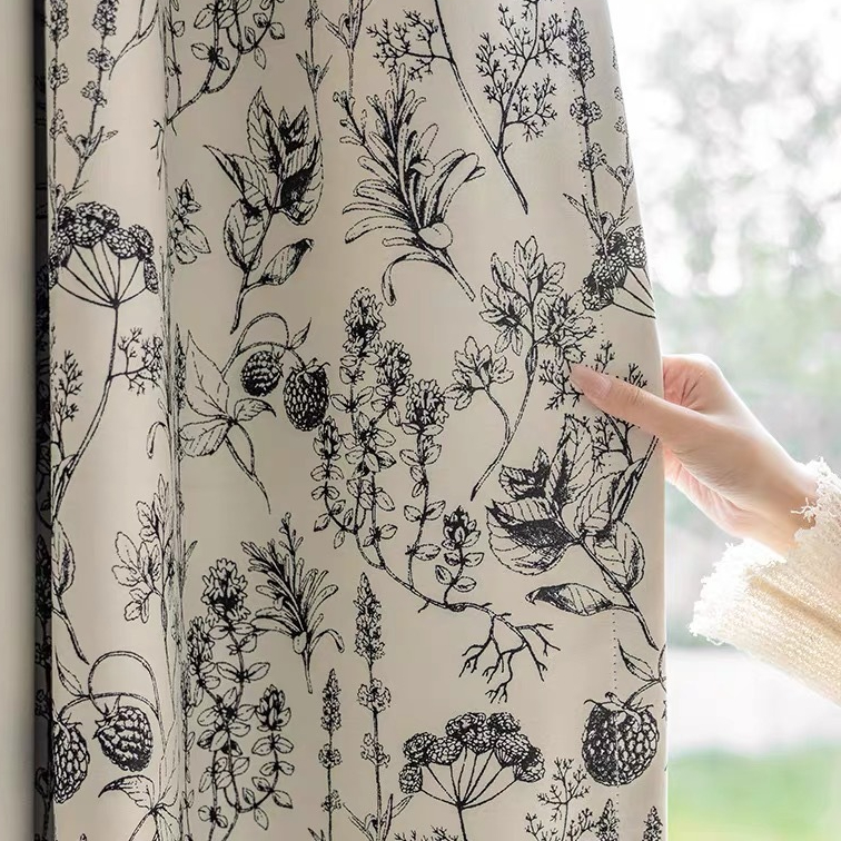 พิมพ์ 80% ผ้าม่านกันแสงสําหรับห้องนอนห้องนั่งเล่นแผงหน้าต่าง Grommet ฉนวนกันความร้อน Room Darkening ผ้าม่านยาวครึ่งความยาว