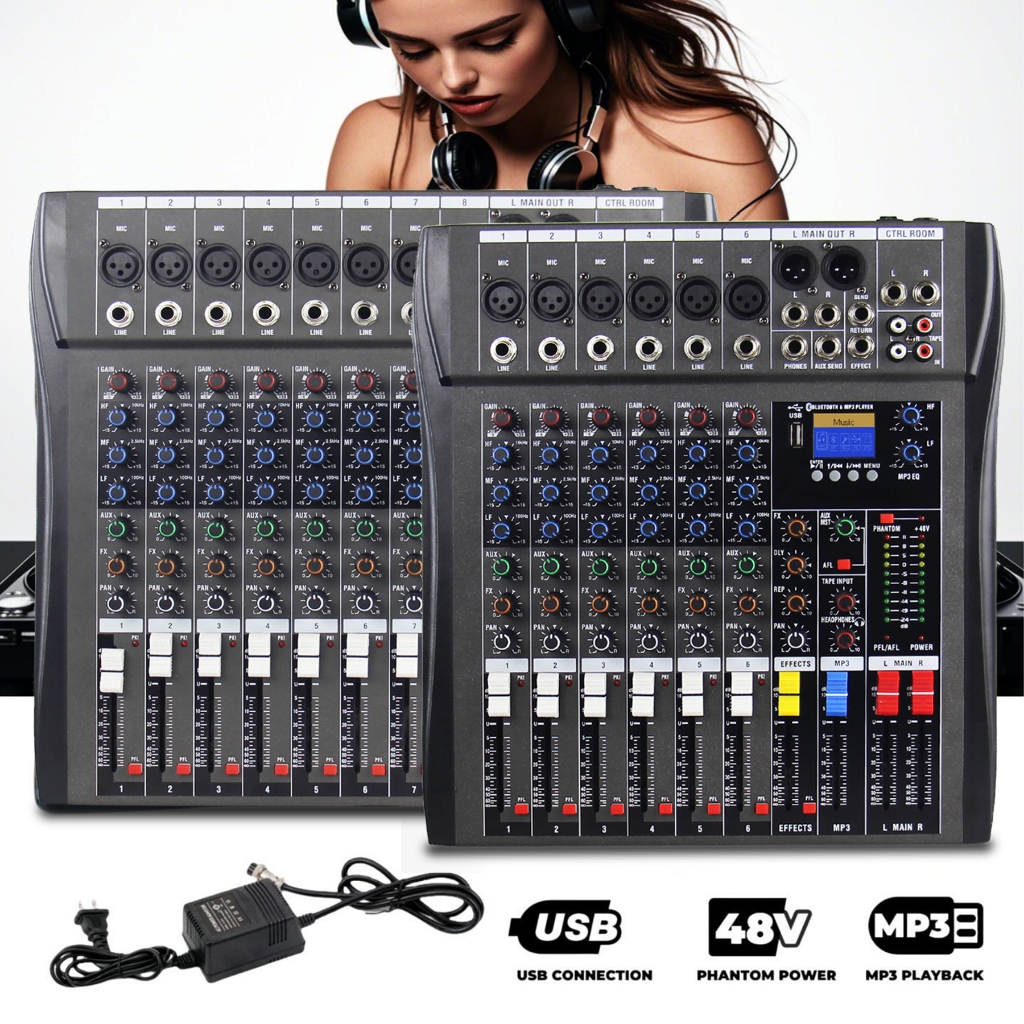 Propesyonal na Audio Mixer 6 channel Mixer 8/12 channel PC/Bluetooth/USB/MP3 Mixer KTV Range Amplifi