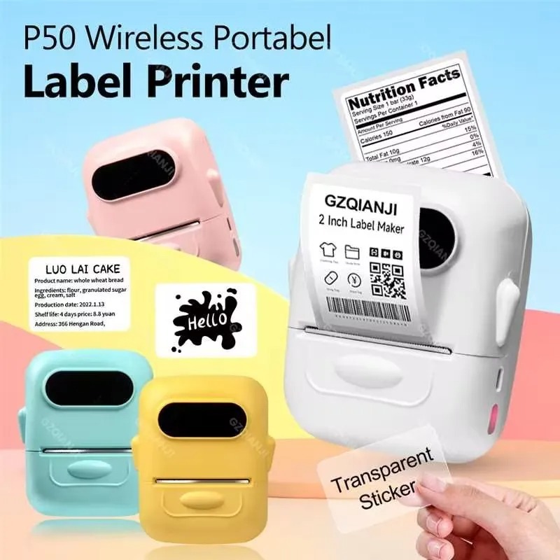 Marklife P50 Barcode Label Printer Labeling Maker Machine มินิแบบพกพาบลูทูธสติกเกอร์ฉลากเครื่องไร้สายความร้อนเครื่องติดฉลาก
