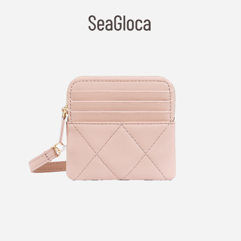 Seagloca ใหม่แฟชั่น Checkered Zipper กระเป๋าสั้นแบบบูรณาการกระเป๋าเงินเหรียญสําหรับผู้หญิงไม่มี 2001