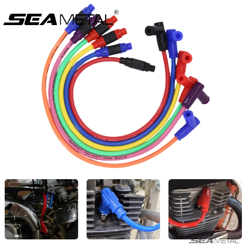 Seametal สายหัวเทียนแต่ง​ ปลั๊กหัวเทียน สายหัวเทียน แต่ง พร้อมหัวต่อ ลดการใช้น้ำมันเชื้อเพลิง เร่งการจุดระเบิด พลังงาน​ สายเคเบิล