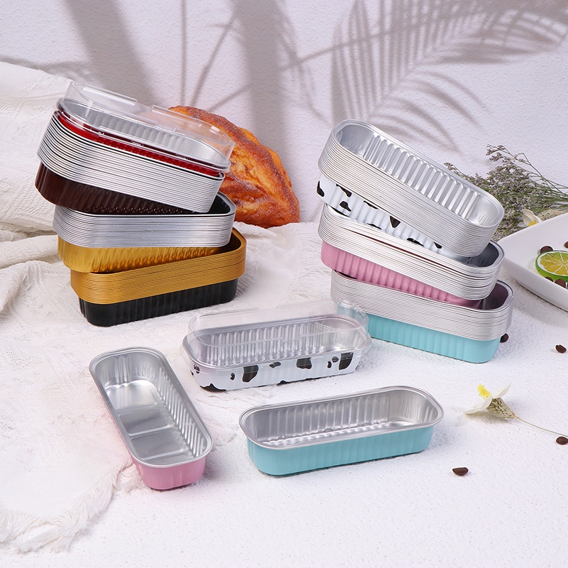 Egn 10 ชิ้น Mini Loaf กระทะ/พร้อมฝาปิด 6.8OZ สี่เหลี่ยมผืนผ้าอลูมิเนียมฟอยล์ถาดอบ Mini คอนเทนเนอร์ขนมปังมัฟฟินดีบุก N