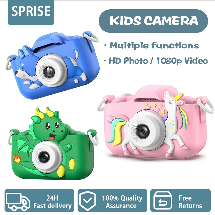 Sprise เด็กกล้องของเล่นเด็กแบบพกพากล้องวิดีโอดิจิตอลพร้อมฝาปิดซิลิโคน, ของขวัญวันเกิดคริสต์มาสสําหรับเด็กวัยหัดเดินอายุ 3-12 ปีชายหญิงเด็ก