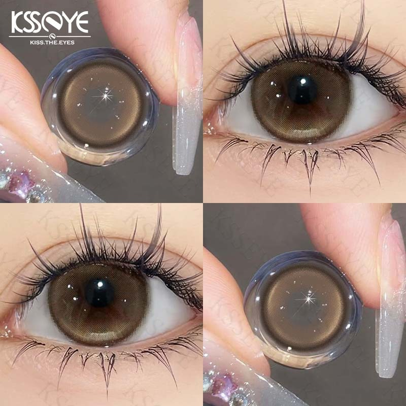 Ksseye 1 คู่ (2 ชิ้น) คอนแทคเลนส์ คอนแทคเลนส์สายตาสั้น 14.2mm Fairy brown เลนส์ชานมรังผึ้ง