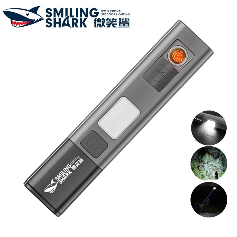 SmilingShark SD1017 ไฟฉาย led ซุปเปอร์ไบรท์ คบเพลิง ด้วยซอฟต์ซัง ไฟด้านข้าง ซูมได้ 4โหมด Type-C ชาร์จใหม่ได้ แบบพกพา กันน้ำสำหรับตั้งแคมป์เดินป่าในครัวเรือน
