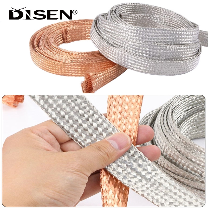 1เมตรทองแดงบริสุทธิ์/ทองแดงทองแดงทองแดงถักแขนชุบดีบุกขยายเปลือกโลหะหน้าจอสัญญาณลวดสายเคเบิลโล่กว้าง4-22มิลลิเมตร