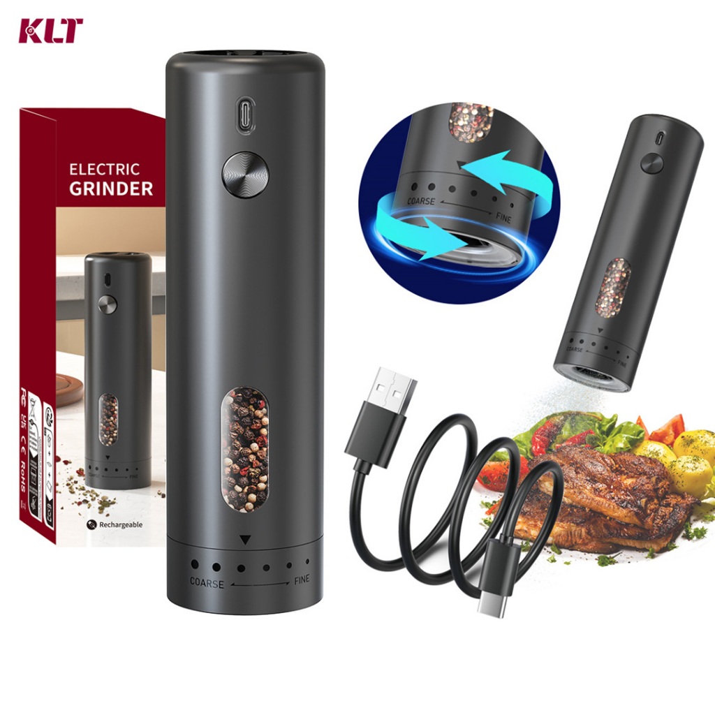 Cliton เครื่องบดพริกไทยไฟฟ้าพร้อมการปรับเกียร์ภายนอก Type-C ชาร์จครัวเครื่องมือปรุงรส
