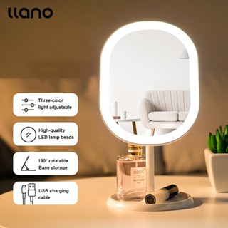 Llano กระจกแต่งหน้า LED เดสก์ท็อปปรับเติมแสงกระจกแต่งตัวแบบช…