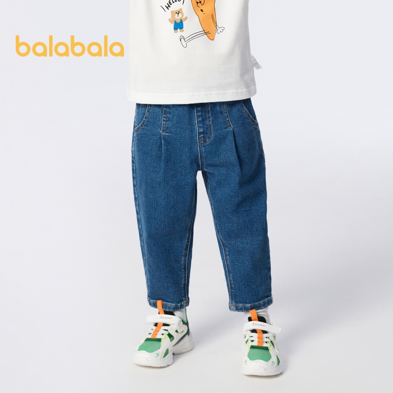 Balabala เสื้อผ้าเด็กกางเกงเด็กผู้ชายกางเกงฤดูใบไม้ร่วงที่เรียบง่ายทุกวัน
