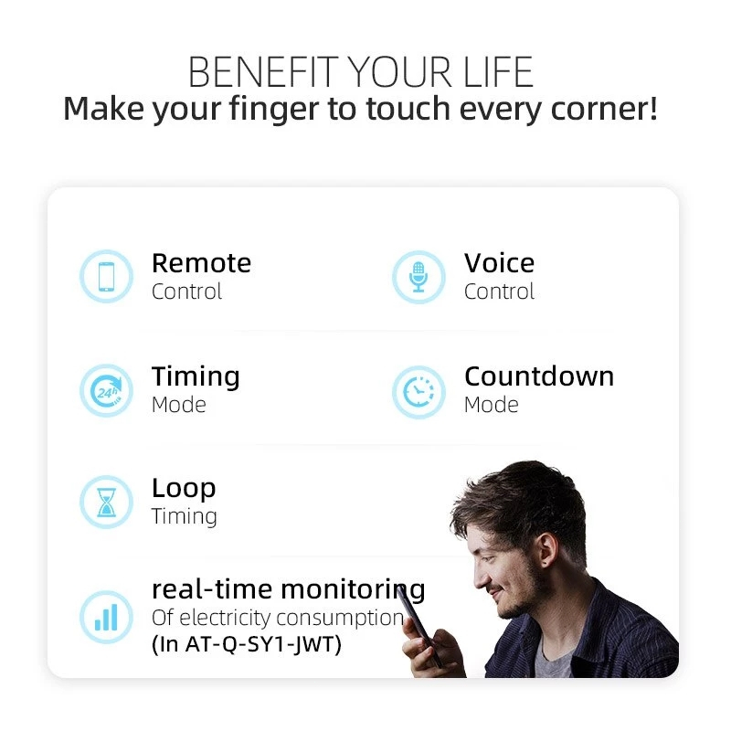 Tuya Smart Circuit Breaker Wi-Fi Circuit Switch 1P 63A Din Rail รีโมทคอนโทรลไร้สายรีเลย์พร้อม Power Meter