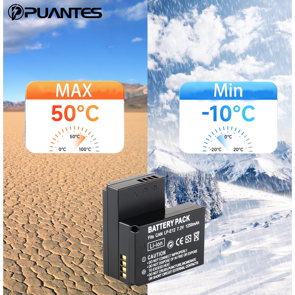 Puantes LP-e12/e12 แบตเตอรี่กล้อง + USB 2 สล็อตเครื่องชาร์จ LCD สําหรับ Canon EOS M M2 M50 M100 100D Kiss x7 Rebel SL1