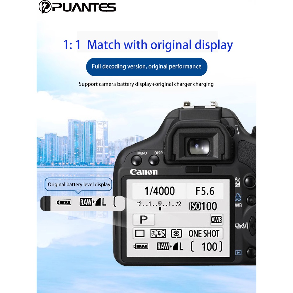 Puantes LP-e12/e12 แบตเตอรี่กล้อง + USB 2 สล็อตเครื่องชาร์จ LCD สําหรับ Canon EOS M M2 M50 M100 100D Kiss x7 Rebel SL1