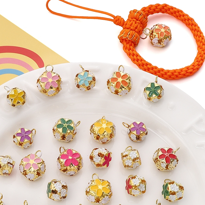 [14/18 มม.]จี้ระฆัง Cloisonne สีสันสดใสไฮเดรนเยียจี้ระฆังขนาดเล็ก DIY Bell Charm อุปกรณ์เสริม