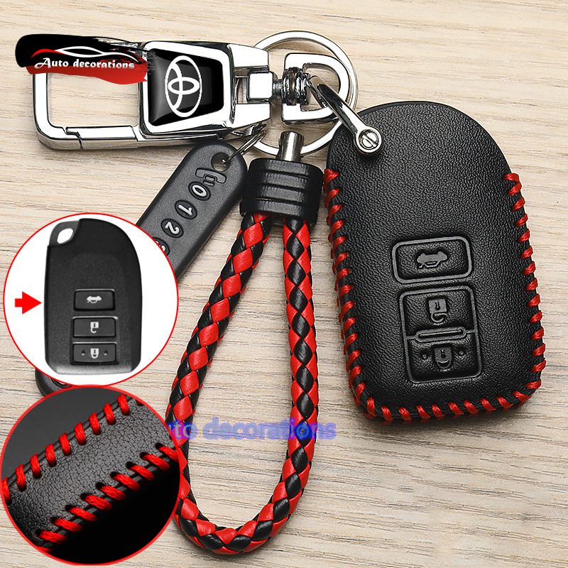 2 ปุ่ม/3 ปุ่ม Toyota ฝาครอบกุญแจสําหรับ Toyota yaris VIOS yaris ativ เคสกุญแจรถโตโยต้ากระเป๋ากุญแจหนัง