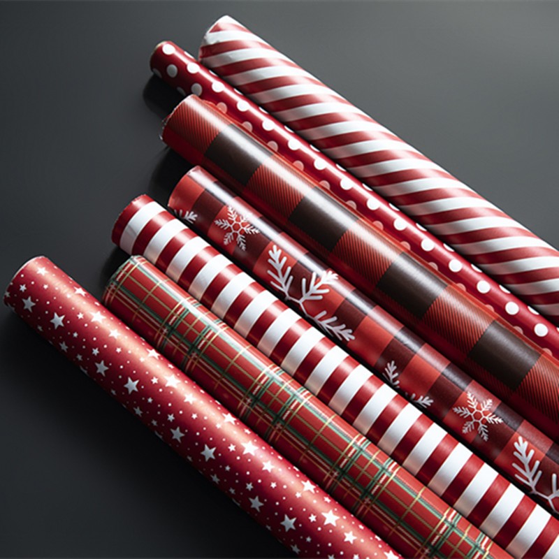 5 ชิ้นคริสต์มาสลายสก๊อตสีแดงกระดาษห่อของขวัญของขวัญแต่งงานกระดาษห่อของขวัญวันเกิดวันวาเลนไทน์