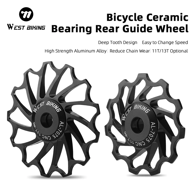 WEST BIKING ไกด์ล้อหลัง เซรามิค อะลูมิเนียมอัลลอย 11T 13T สําหรับจักรยานเสือภูเขา