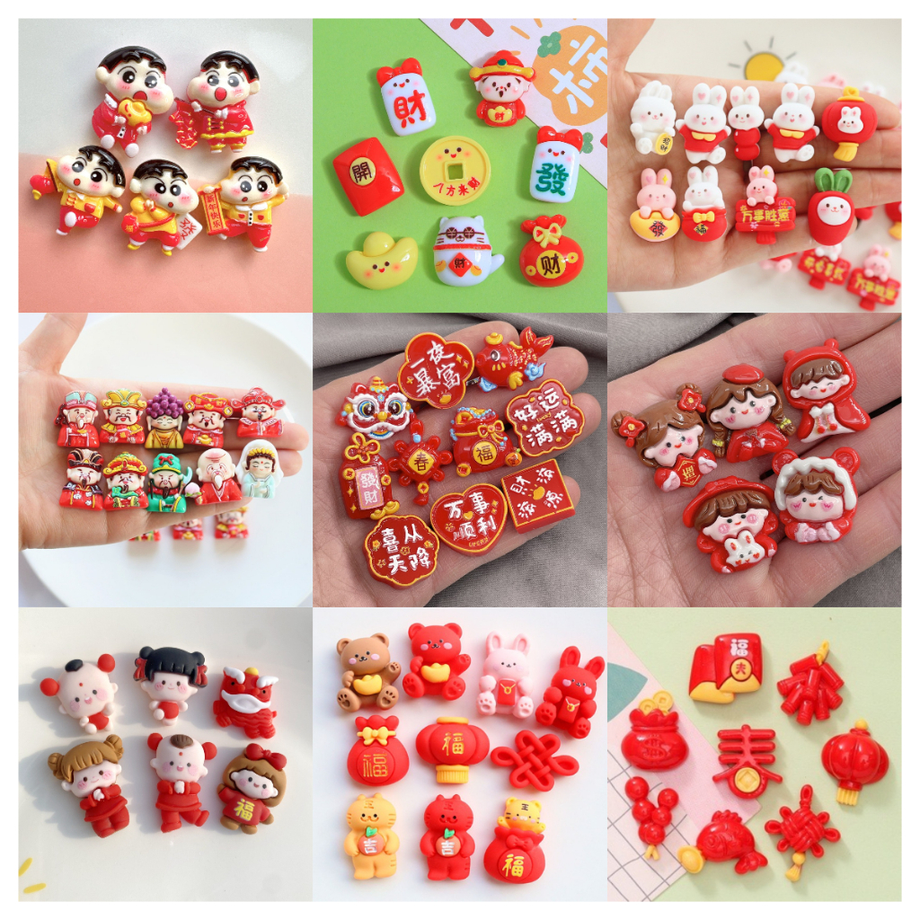 เครื่องประดับ กิ๊บติดผมเรซิ่น รูปการ์ตูนสิงโต แฮนด์เมด สีแดง สําหรับทําเครื่องประดับ DIY จํานวน 10 ชิ้น ต่อแพ็ค