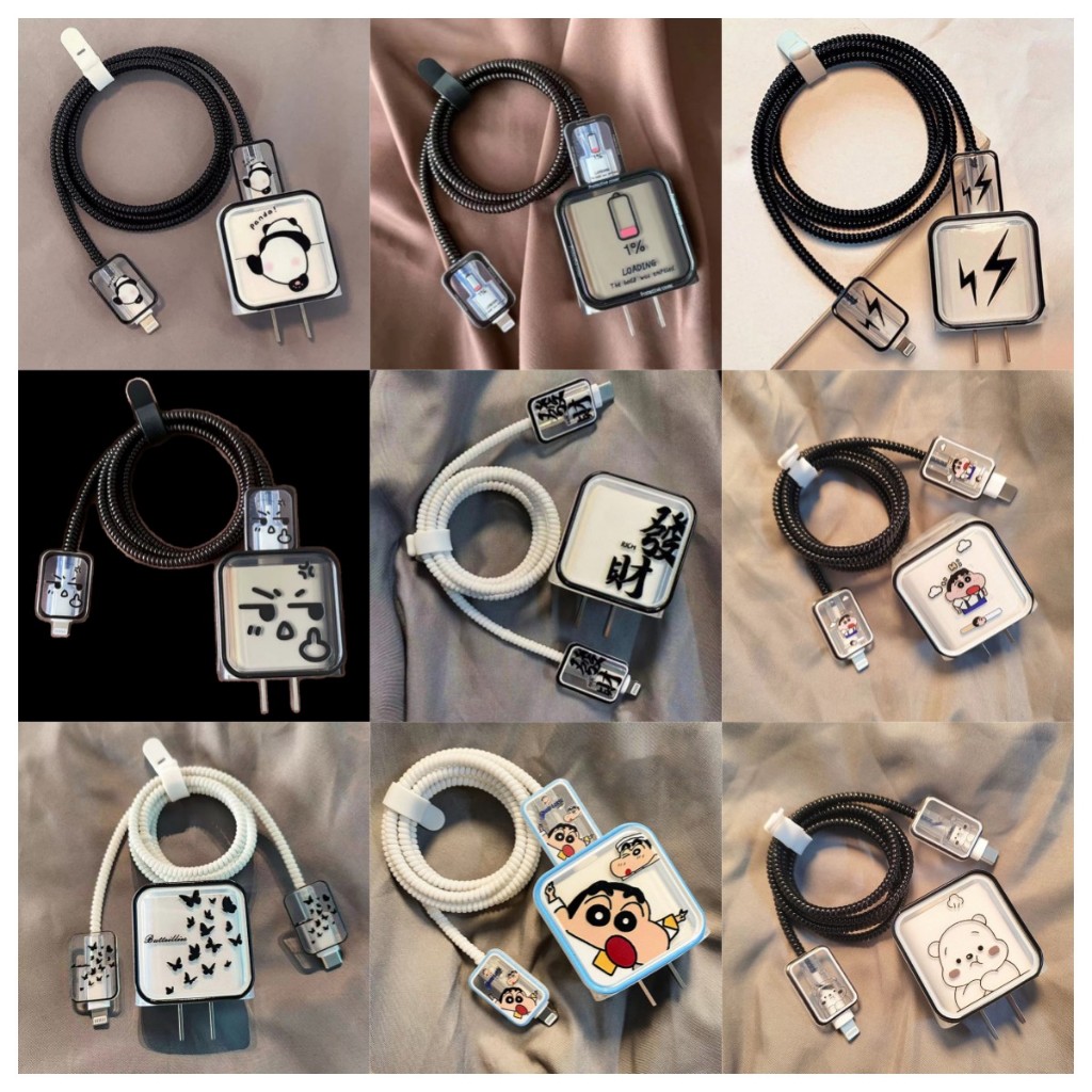 Adachoi Sanrio Hello Kitty Charger Data Cable Protector Case Winder Kit สําหรับ Apple 18W 20W อะแดปเตอร์ชาร์จฝาครอบป้องกันสําหรับ IPhone 15 TH